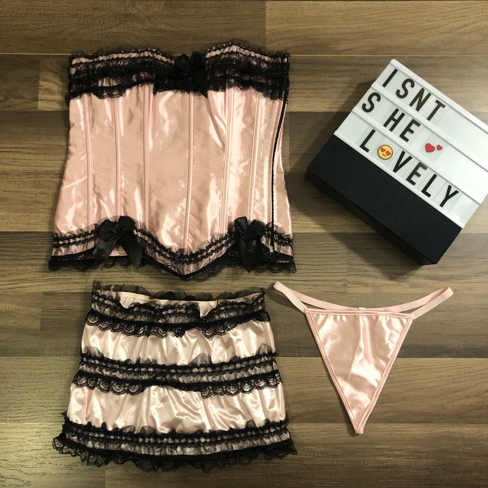 Pink Corset Lingerie Set